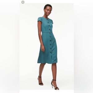 J. Crew Teal Cap Sleeve Midi Dress